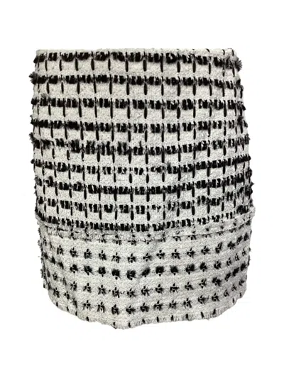 Pre-owned Erdem Tweed Mini Skirt In White
