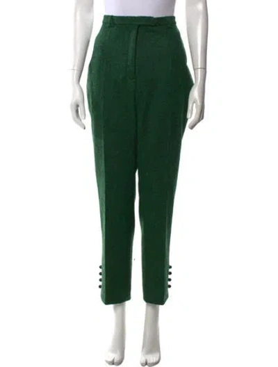 Pre-owned Erdem Tweed Pattern Straight Leg Pants In Green