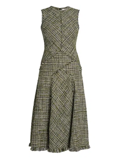 Erdem Tweed Sleeveless Midi Dress In Gray