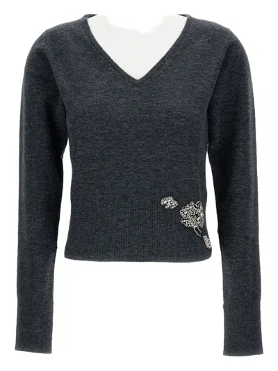 ERDEM V-NECK EMBELLISHED SWEATER