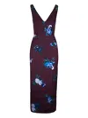 Erdem Satin Floral Cocktail Midi Dress In Multi
