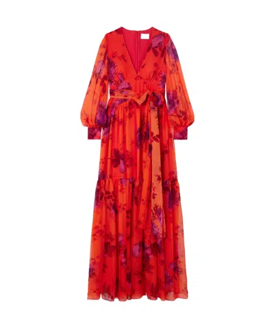 Erdem V-neck Long-sleeved Dress In Red