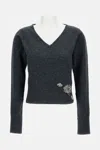 Erdem Cropped Crystal-embellished Sweater In Gray