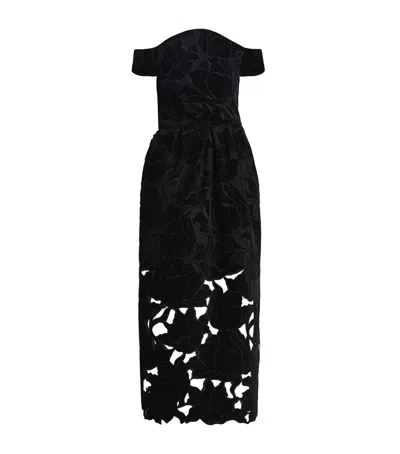 Erdem Velvet Off-the-shoulder Cocktail Dress In Black