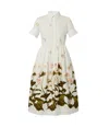 Erdem Floral Print Cotton Dress With Split Cuffs In White