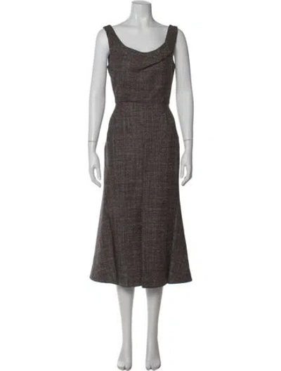 Pre-owned Erdem Virgin Wool Midi Length Dress In Brown