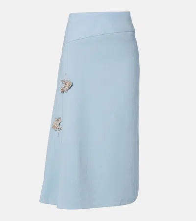 Erdem Virgin Wool Midi Skirt In Blue