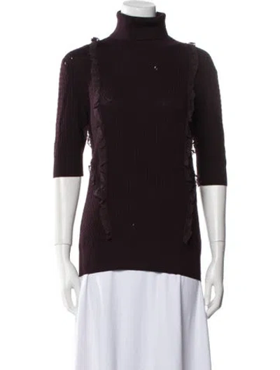 Pre-owned Erdem Virgin Wool Turtleneck Sweater In Burgundy