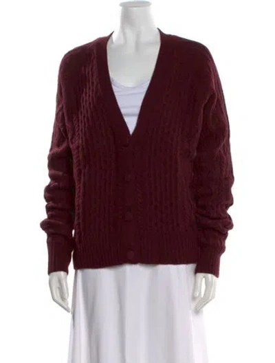 Pre-owned Erdem Virgin Wool V-neck Sweater In Burgundy