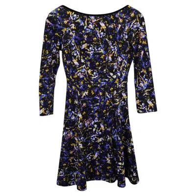 Pre-owned Erdem Vivi Floral Printed Scoop Back Mini Dress In Multicolor Cotton In Black