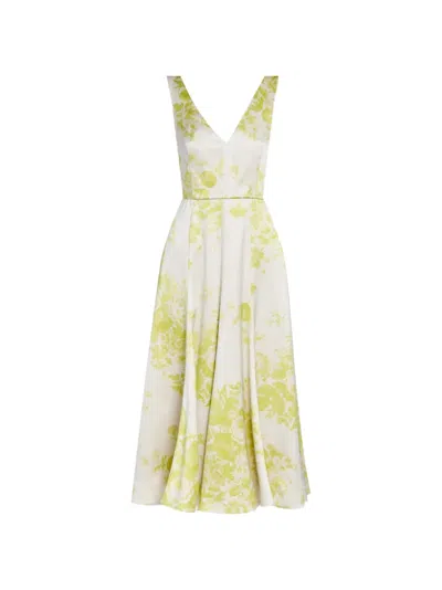 Erdem V-neck Floral-print Midi Dress In White