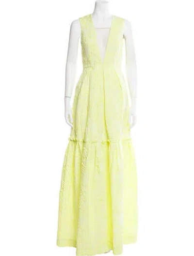 Pre-owned Erdem V-neck Long Dress In Green