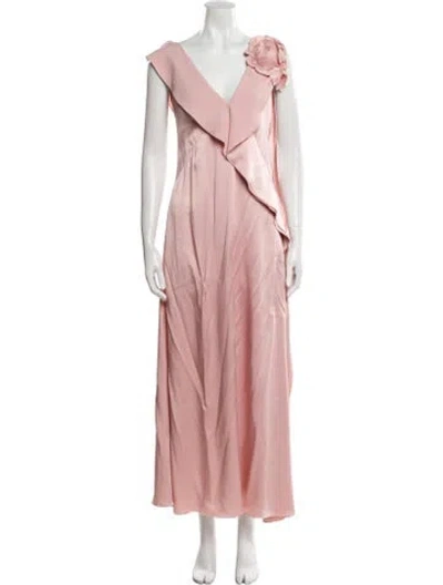 Pre-owned Erdem V-neck Long Dress In Pink
