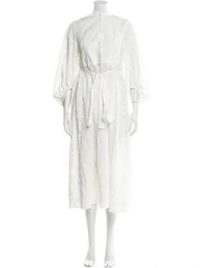 Pre-owned Erdem V-neck Long Dress In White