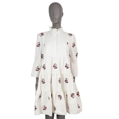 Pre-owned Erdem White Cotton 2022 Wyn Floral Tiere Shirt Dress 14 L