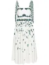 Erdem Pleated Floral-print Cotton-poplin Midi Dress In White