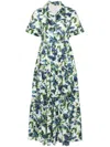 Erdem Floral Tiered Cotton Poplin Midi Dress In White