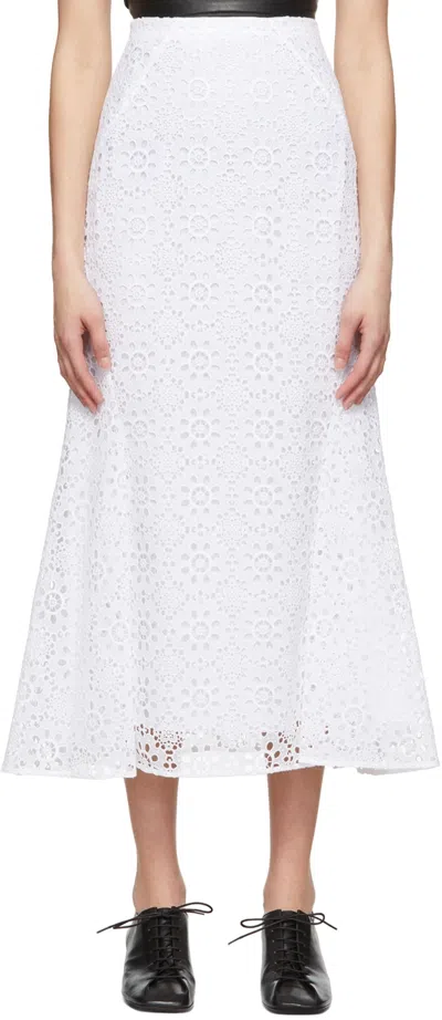 Erdem White Ivetta Midi Skirt