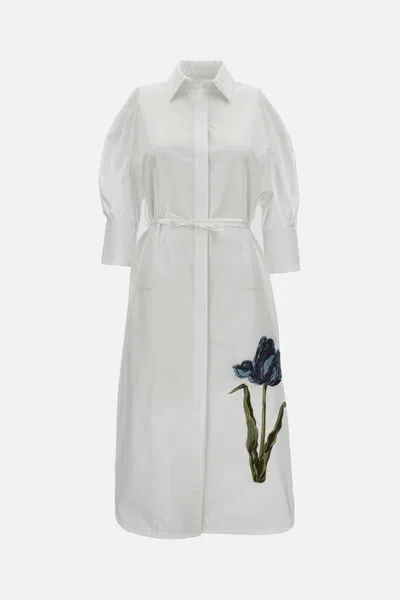 Erdem White Poplin Midi Dress