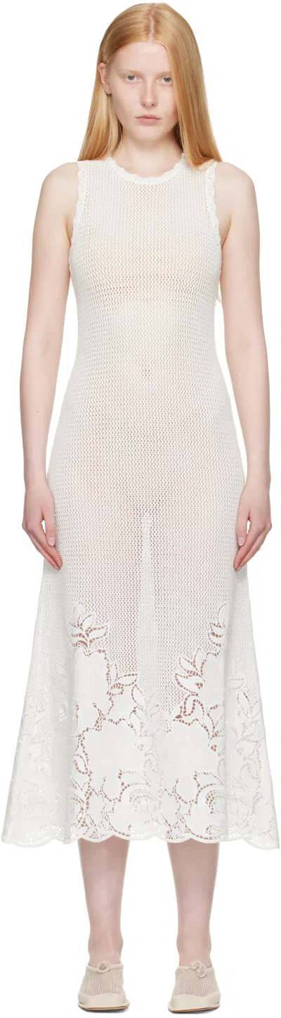 ERDEM WHITE SLEEVELESS MIDI DRESS