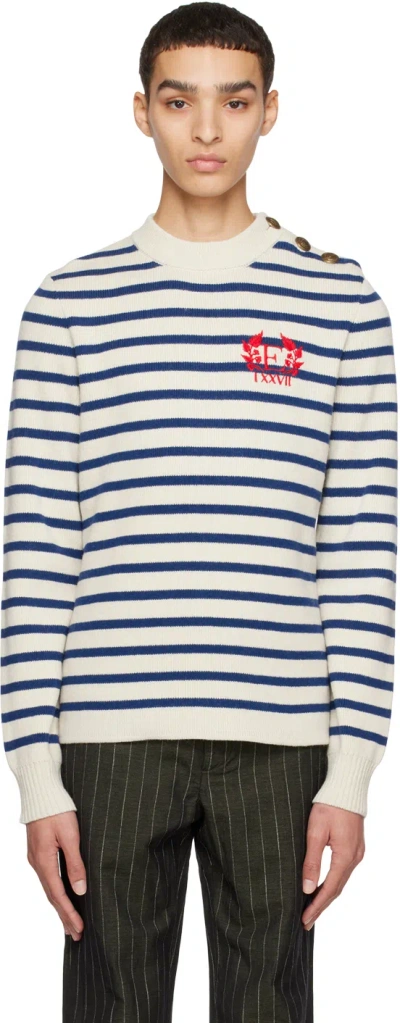 Erdem Striped Hamish Sweater In Ivory
