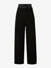 Erdem Satin-trimmed Grain De Poudre Wool Wide-leg Pants In Black