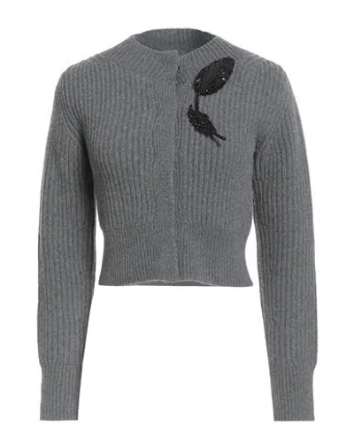Erdem Woman Cardigan Grey Size S Virgin Wool, Cashmere In Gray