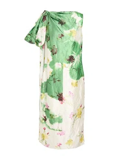 Erdem Woman Midi Dress Green Size 8 Polyester, Metallic Polyester, Silk