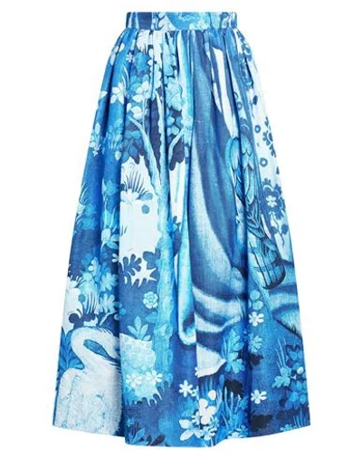 Erdem Woman Midi Skirt Blue Size 4 Cotton, Viscose