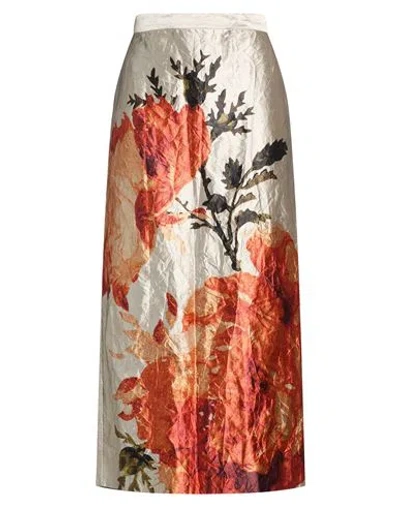 Erdem Woman Midi Skirt Grey Size 8 Polyester, Metal
