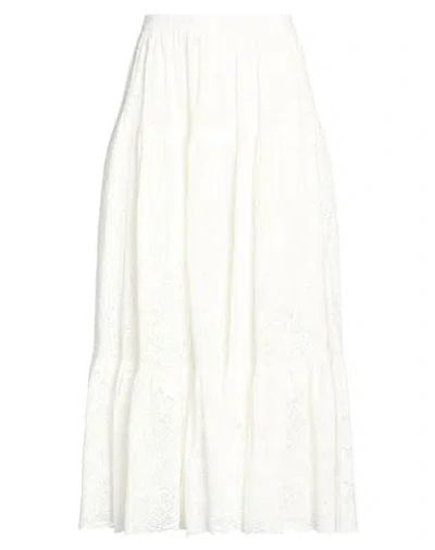 Erdem Woman Midi Skirt White Size 6 Cotton, Nylon
