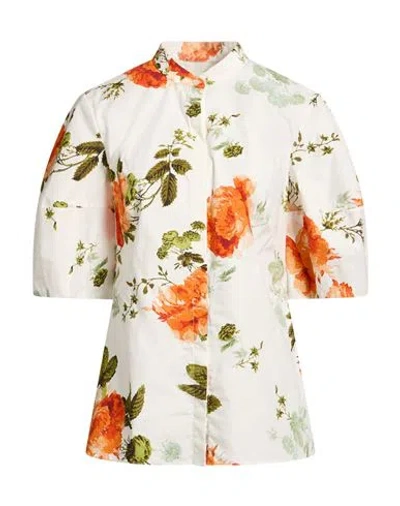 Erdem Woman Shirt Orange Size 8 Cotton In White