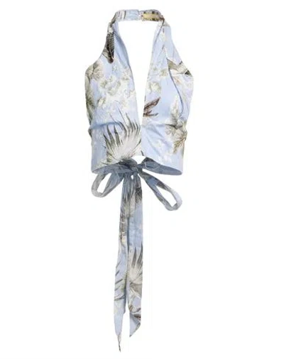 Erdem Woman Top Sky Blue Size 6 Cotton