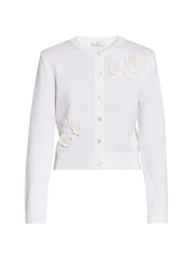 Erdem Women's Appliqué Merino Wool Cardigan In Ivory