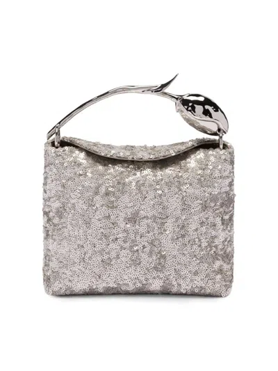 Erdem Women's Bloom Mini Sequin-embellished Top Handle Bag In Silver