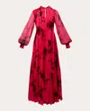ERDEM WOMEN'S PLEATED FLORAL-PRINT VOILE GOWN