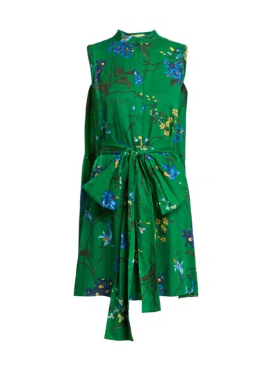 Erdem Women's Cotton-linen Floral Sleeveless Minidress In Green