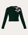 Erdem Embroidered Knit Wool Cardigan In Green
