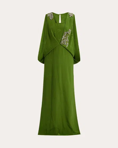 Erdem Women's Crystal Crinkle Jacquard Sleeveless Drape Gown