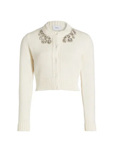 Erdem Women's Crystal-embellished Cropped Sweater In Calico