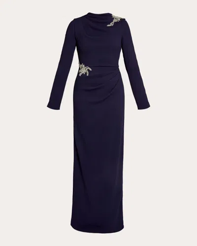 Erdem Crystal-embellished Crepe Gown In Blue