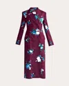 Erdem Women's Double-breasted Floral Print Woven Coat Viscose/silk In Burgundy