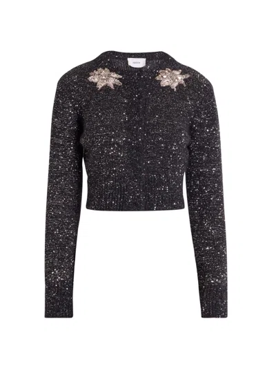 Erdem Women's Embellished Crop Cardigan In Black
