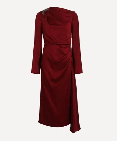 Erdem Women's Embellished Satin Cady Midi Dress In Burgundy
