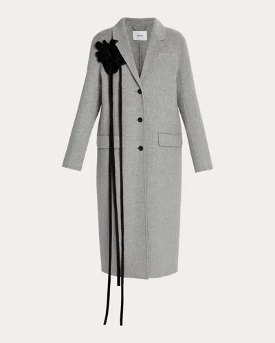 Erdem Women's Floral-appliquéd Double-faced Wool Coat In Gray