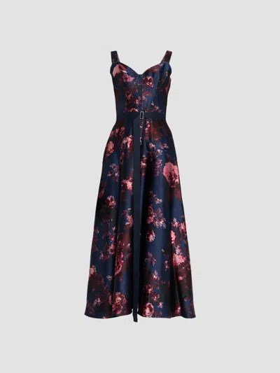 Erdem Women's Floral Belted Midi Dress In Blue