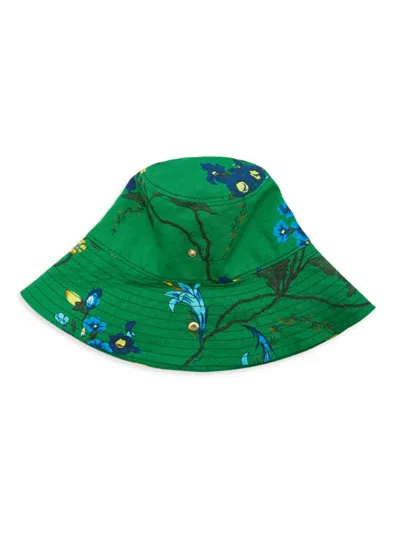 Erdem Women's Floral Cotton-linen Bucket Hat In Green