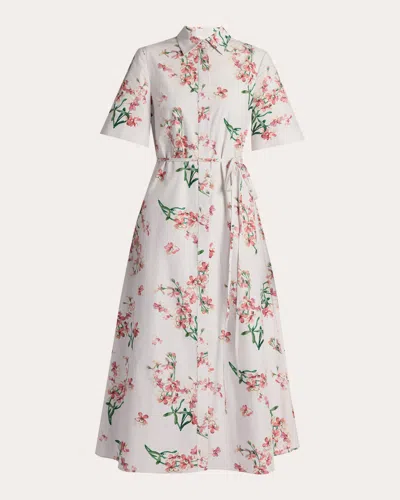 Erdem Floral Cotton Short Sleeve Midi Dress In Multi