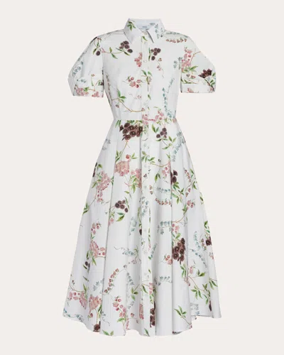 Erdem Women's Floral Cotton Midi Shirt Dress In White