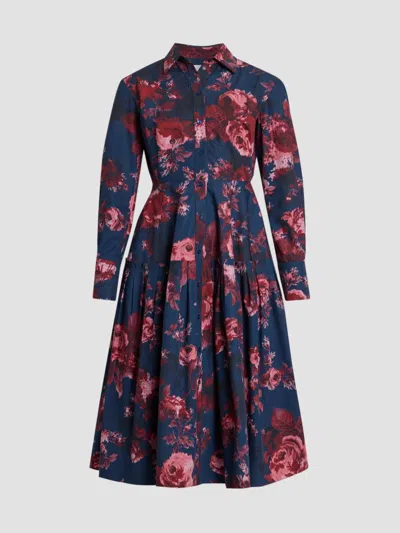 Erdem Floral Long Sleeve Organic Cotton Poplin Midi Shirtdress In Multi